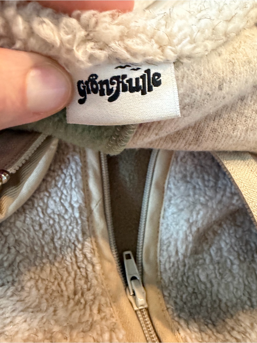 Gron Kulle Dead Stock Fleece And Sherpa Statement Collar Checked Back Size 2 Guc — image 3 of 4